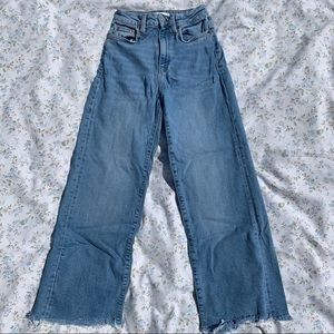 high waisted blue denim wide leg pants from Zara
